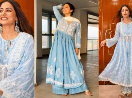 Hina Khan Radiates Grace in a Sky Blue Chikankari Suit