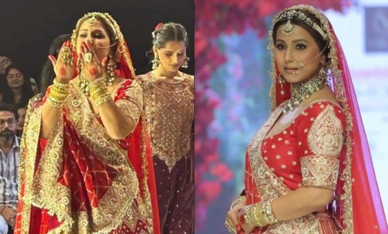 Hina Khan dazzles on the ramp, then returns to cancer treatment.
