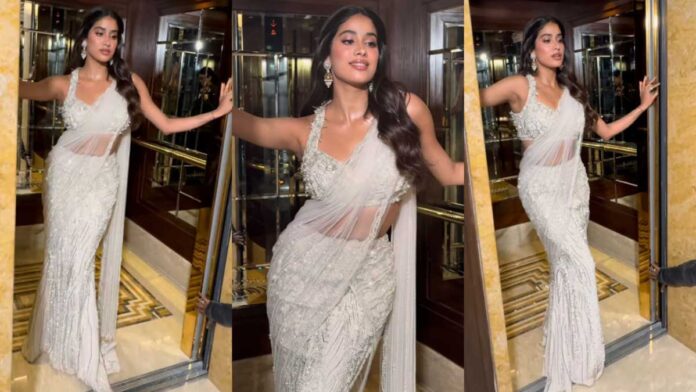 Janhvi Kapoor is a vision to behold in a white mermaid-core pearl saree