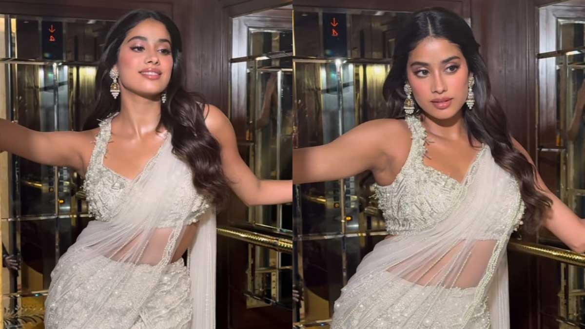 Janhvi Kapoor is a vision to behold in a white mermaid-core pearl saree