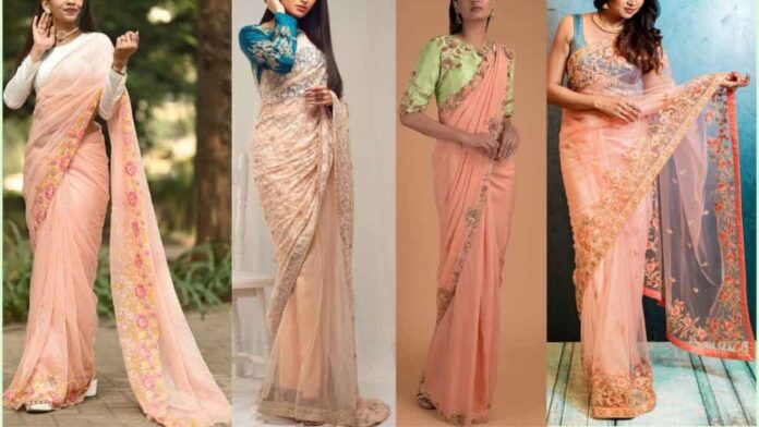 Peach Sarees Celebrities leading this festive season's fashion trend