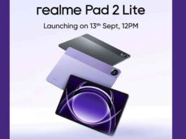 Realme Pad 2 Lite unveiling on September 13