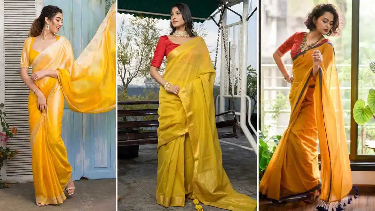 Stylish Yellow Sarees for Durga Puja Designs That Will Captivate You!