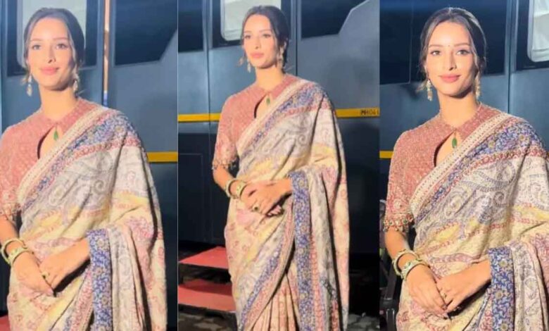 Tripti Dimri evokes the image of old-fashioned wealth and grandeur in a maroon ajrakh sari