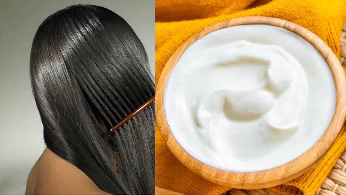 What should I mix with curd and apply on my hair