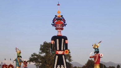 A Muslim family in Uttar Pradesh made an 80 feet high pollution free effigy of Ravana