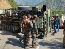 Army vehicle skids off the road in JK's Kulgam