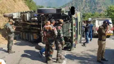 Army vehicle skids off the road in JK's Kulgam