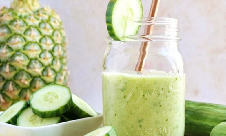 Cucumber and Pineapple Juice A refreshing juice experience"