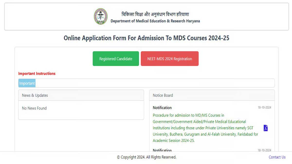 Haryana NEET PG Counselling 2024 registration begins, see key details