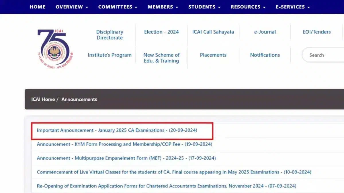 ICAI invites applications for observers for CA exam in January 2025