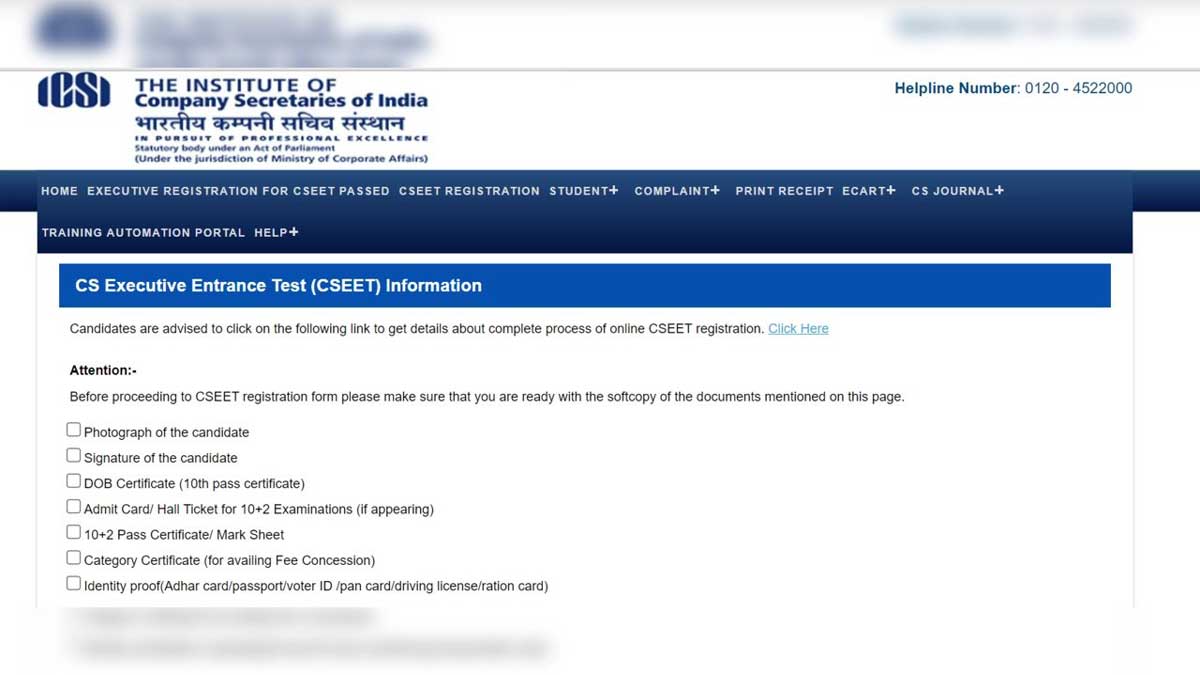Instructions to Candidates for CSEET 2024 Company Secretary November Exam