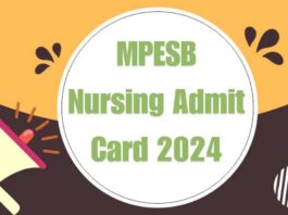 MPESB Nursing Selection Test Admit Card 2024 Released