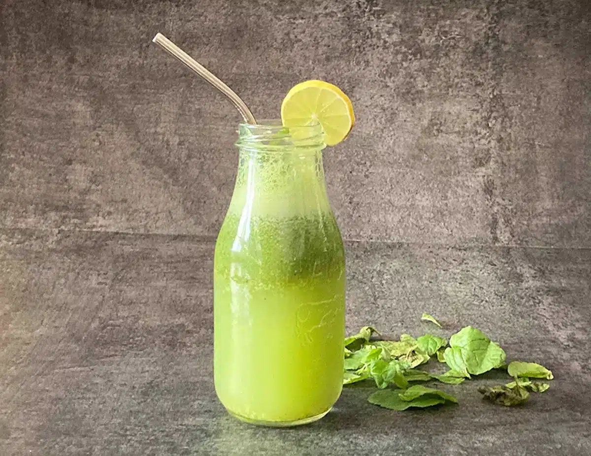 Mint and Lemon Juice A refreshing blend of taste and health"