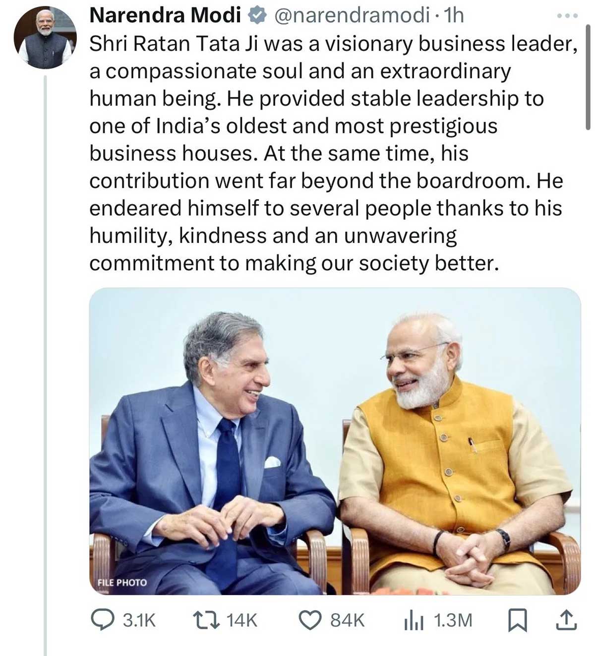 National icon Ratan Tata passes away at the age of 86