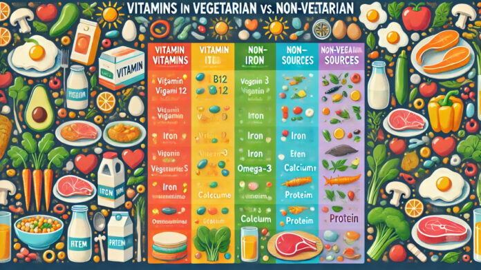 Comparison of vitamins in vegetarian and non-vegetarian diet