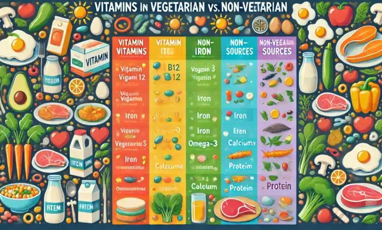 Comparison of vitamins in vegetarian and non-vegetarian diet