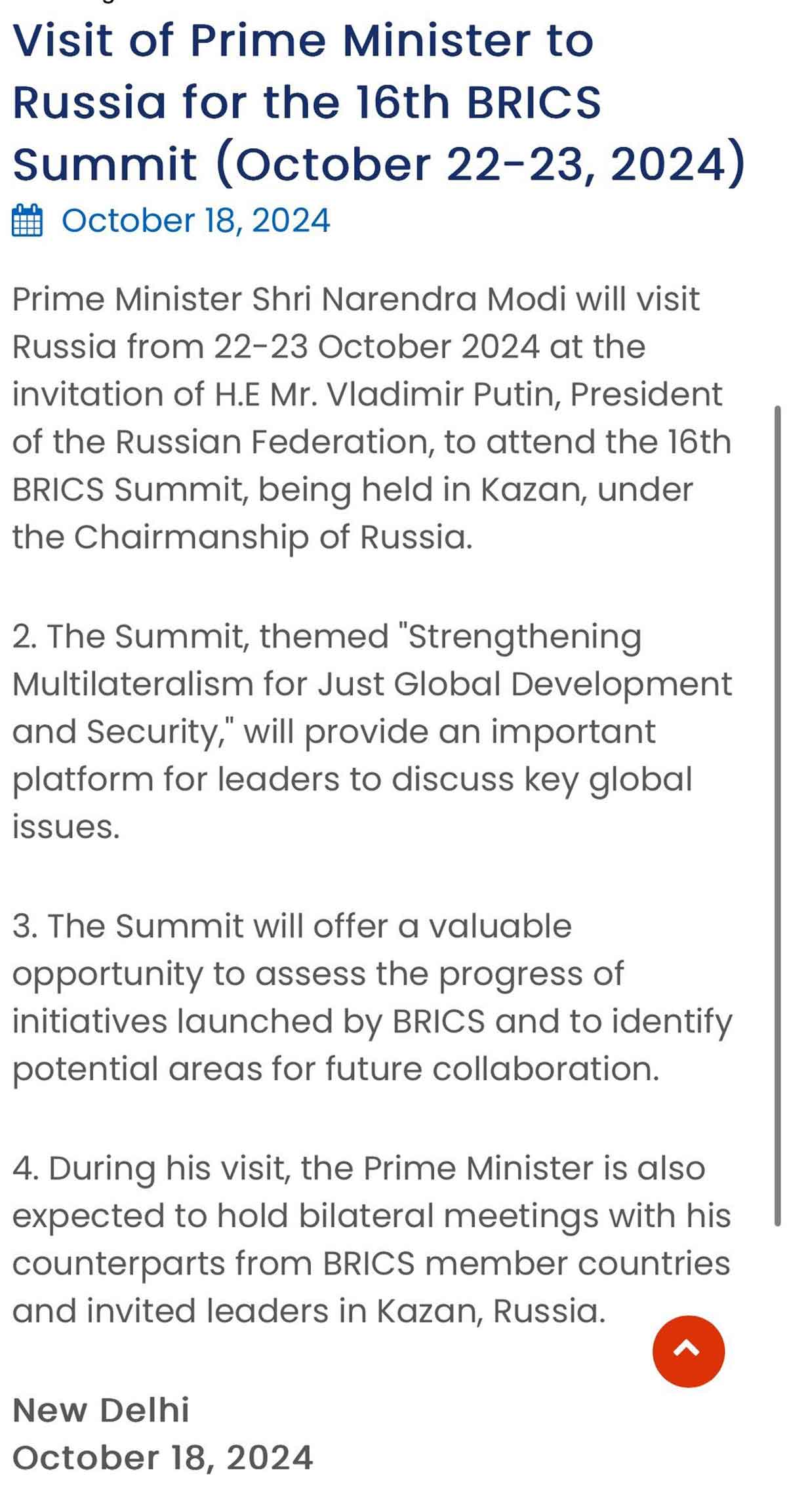 PM Modi reached Kazan to attend the 16th BRICS summit