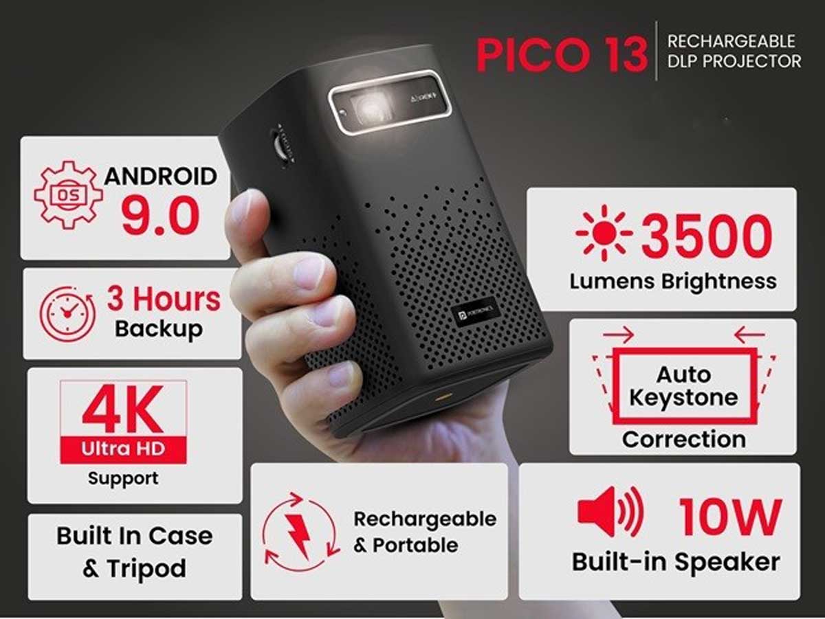 Portronics Pico 13 portable projector with 4K resolution and rechargeable battery launched in India