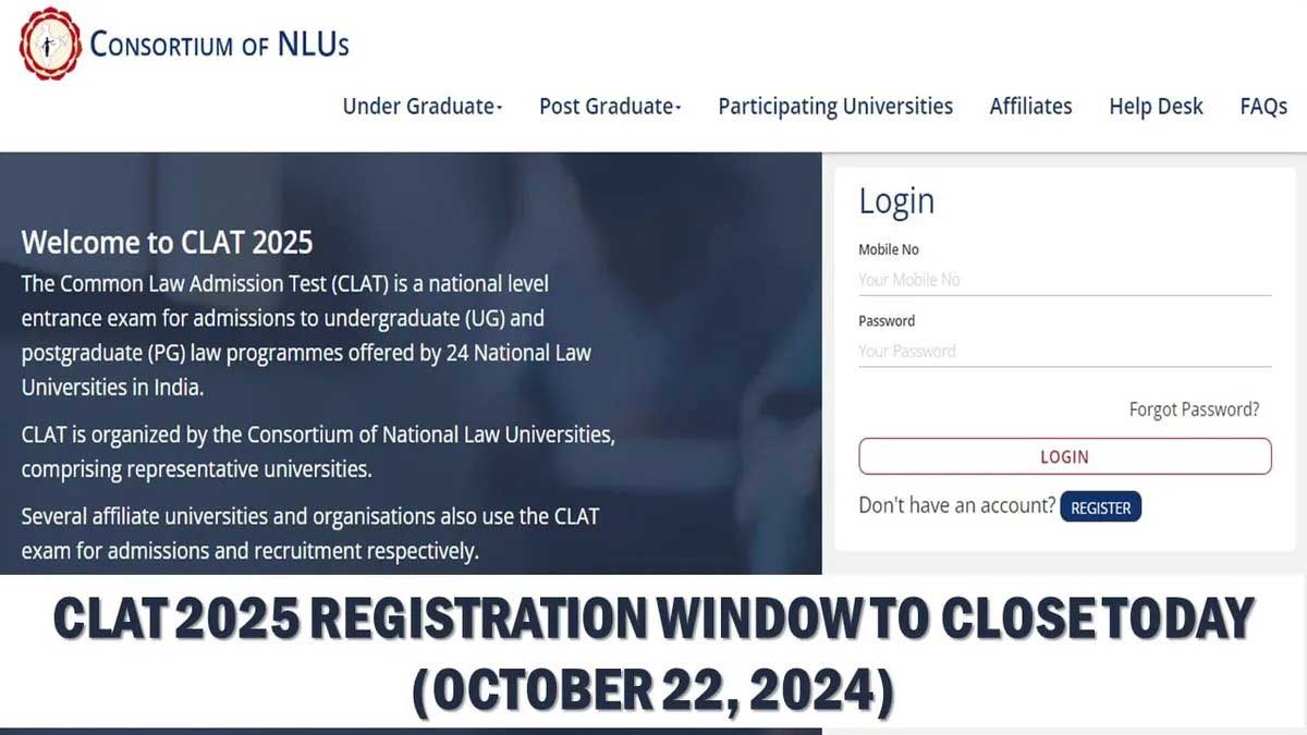 Registration window for CLAT 2025 closes today, see details