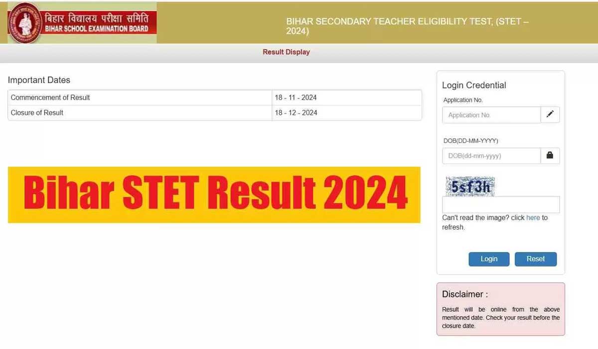 Bihar STET 2024 results released, download here