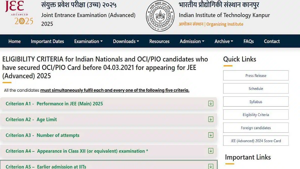 Check eligibility criteria to appear in JEE Advanced 2025