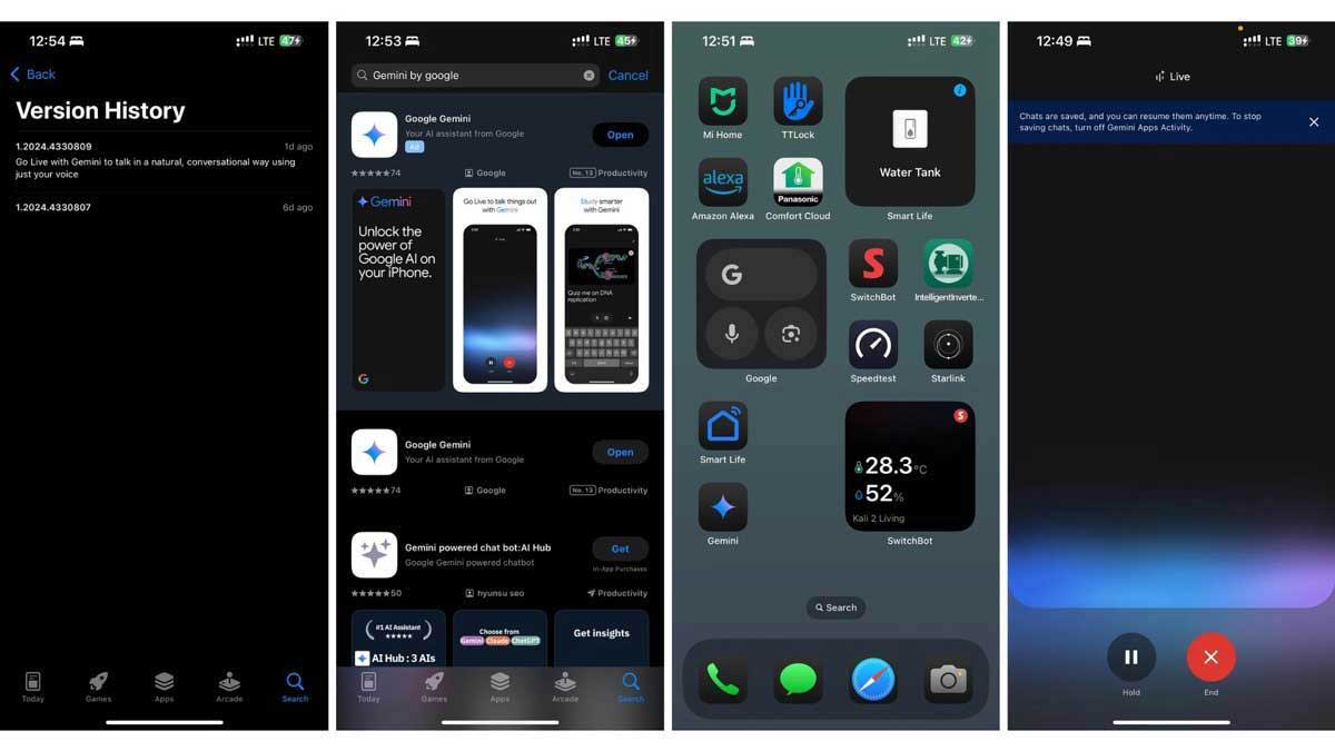 Gemini app in the App Store Some downloads for iPhone with Gemini Live capability appeared
