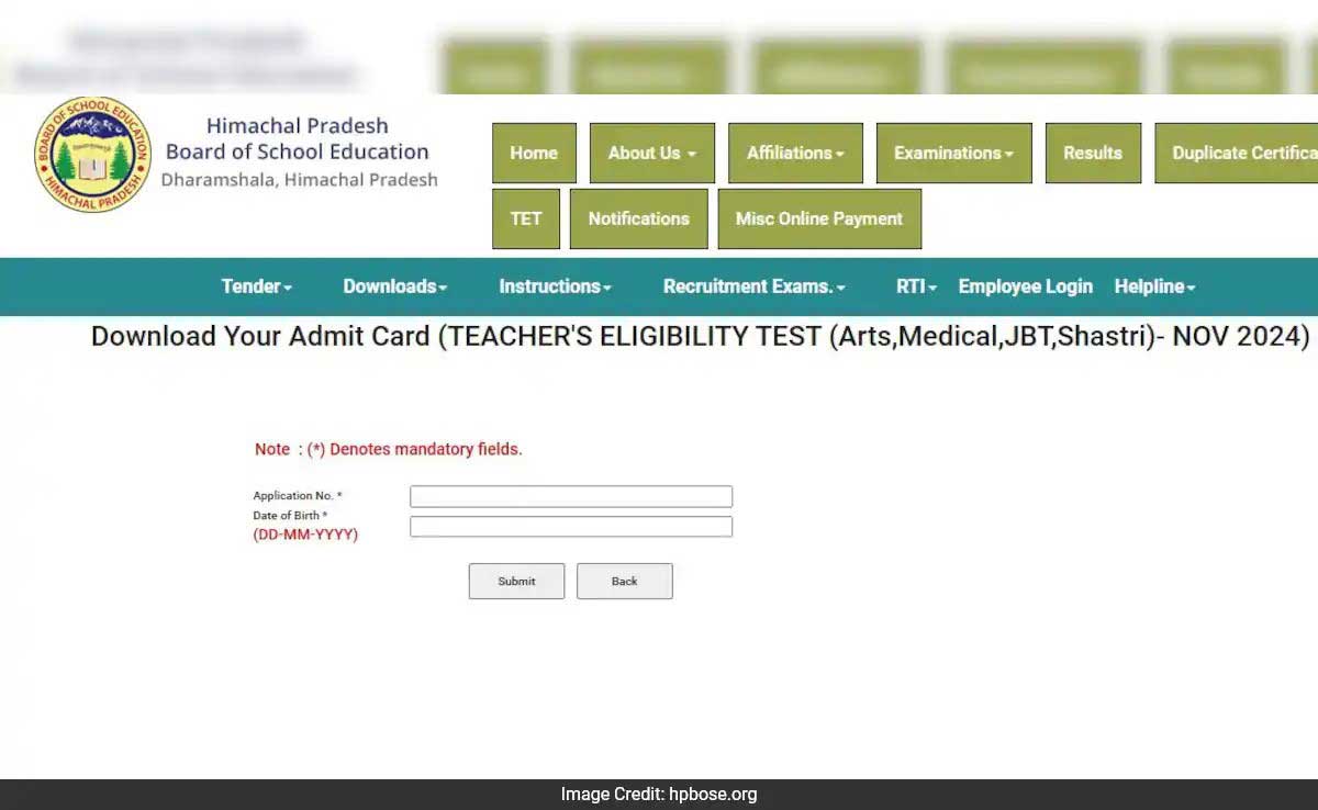 HPTET Exam 2024 Admit Card Released, Check Direct Link Here