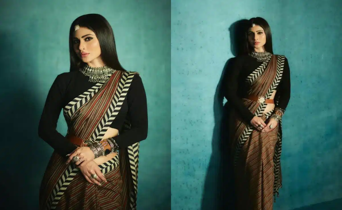 How to style high neck saree in winter