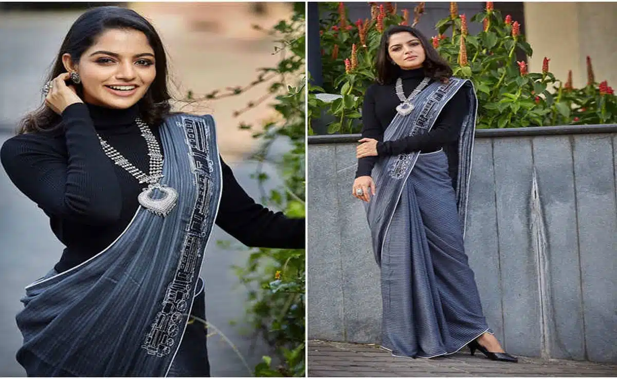 How to style high neck saree in winter