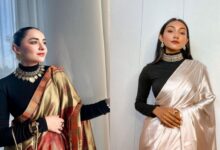 How to style high neck saree in winter