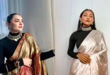 How to style high neck saree in winter