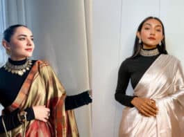 How to style high neck saree in winter