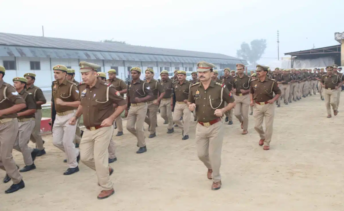 Inspection of police parade in Sambhal