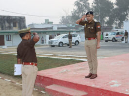 Inspection of police parade in Sambhal