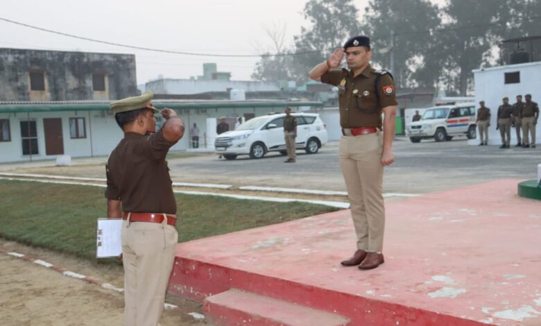 Inspection of police parade in Sambhal