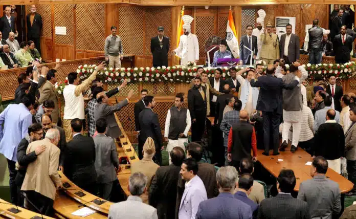 Ruckus in Jammu-Kashmir Assembly on Article 370 for the second day, fight between MLAs