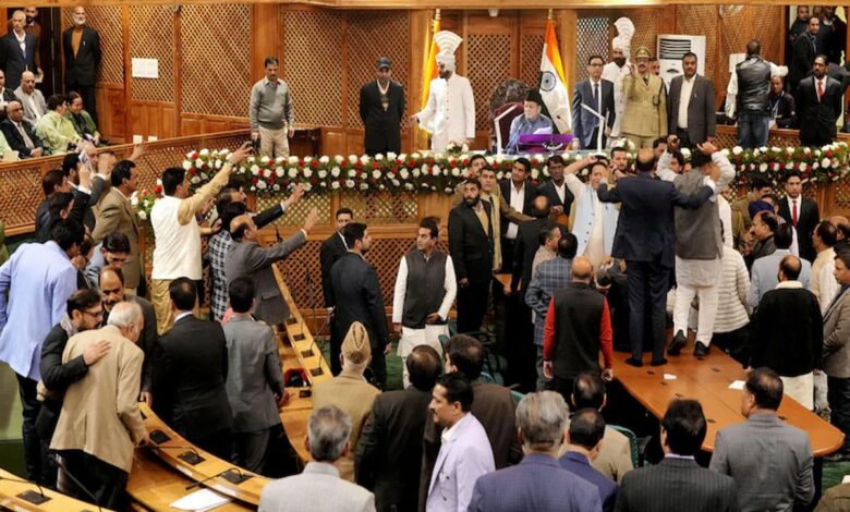 Ruckus in Jammu-Kashmir Assembly on Article 370 for the second day, fight between MLAs