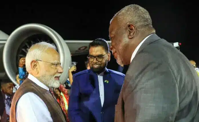 PM Modi becomes the first Indian PM to visit Guyana in 56 years, gets warm welcome at the airport