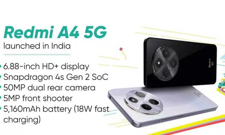 Redmi A4 5G with Snapdragon 4s Gen 2, 50-megapixel rear camera launched in India