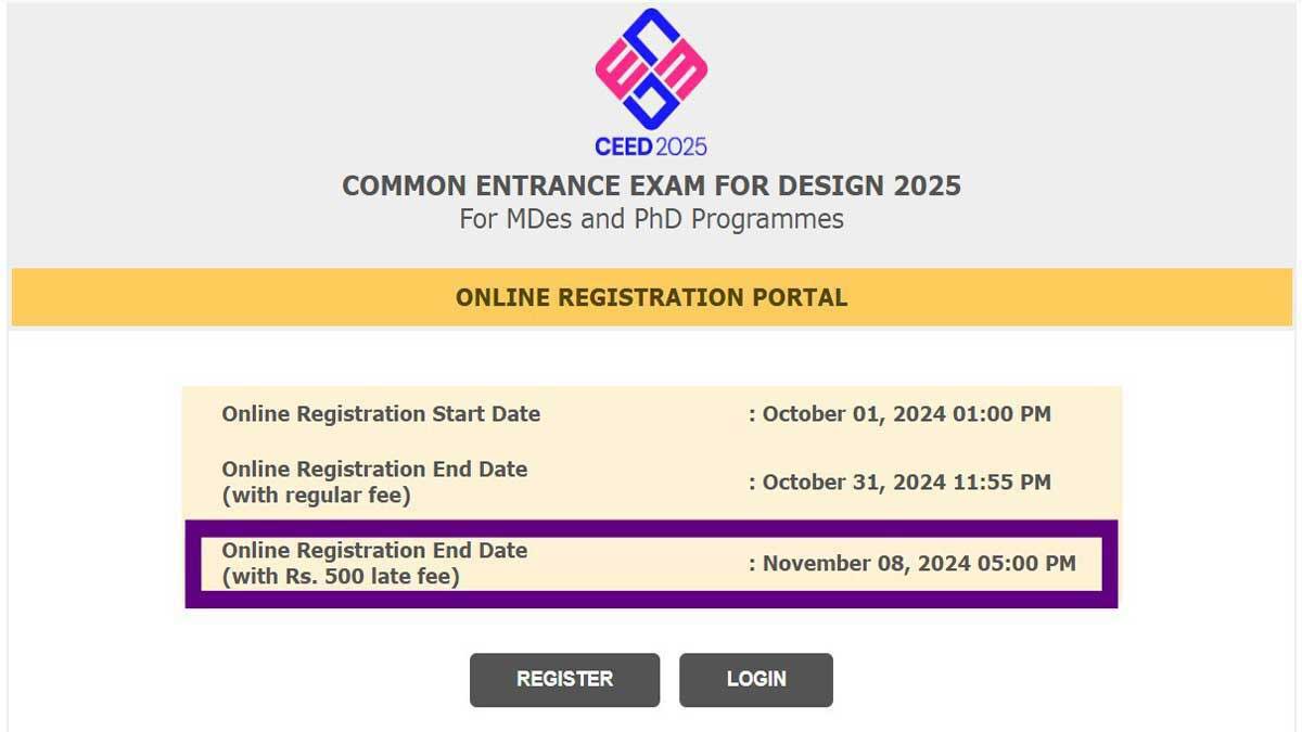 Registrations for UCEED, CEED 2025 with late fee close today