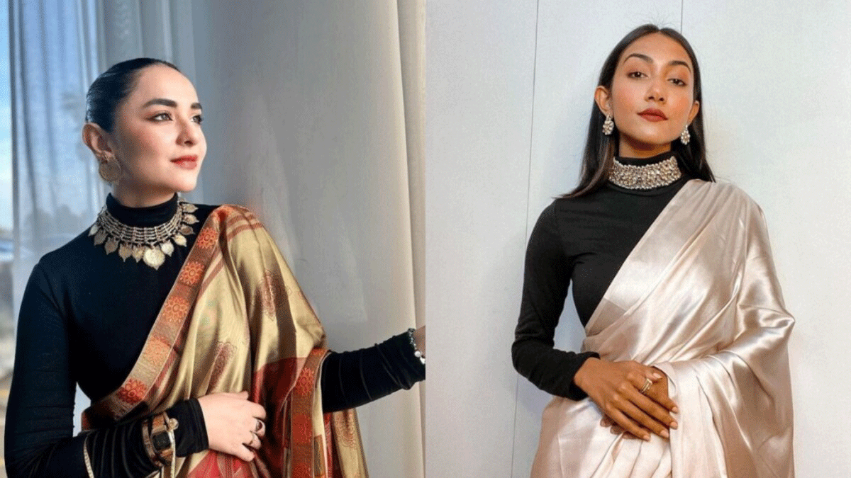 Style your saree with high neck in winter