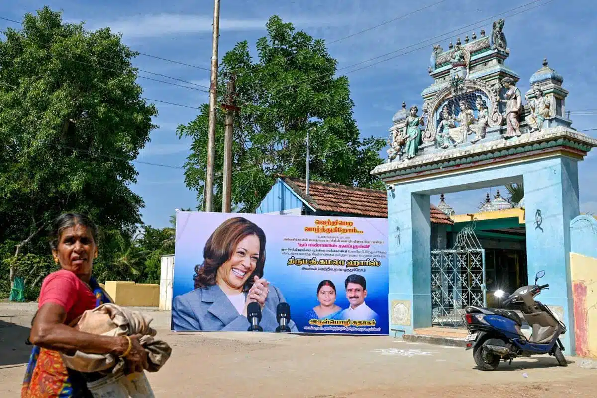 Tamil Nadu villagers create kolam designs to celebrate Kamala Harris' victory in US presidential elections