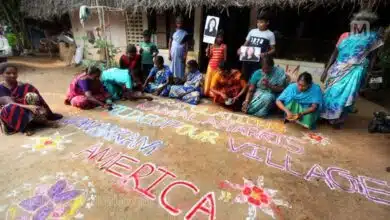 Tamil Nadu villagers create kolam designs to celebrate Kamala Harris' victory in US presidential elections