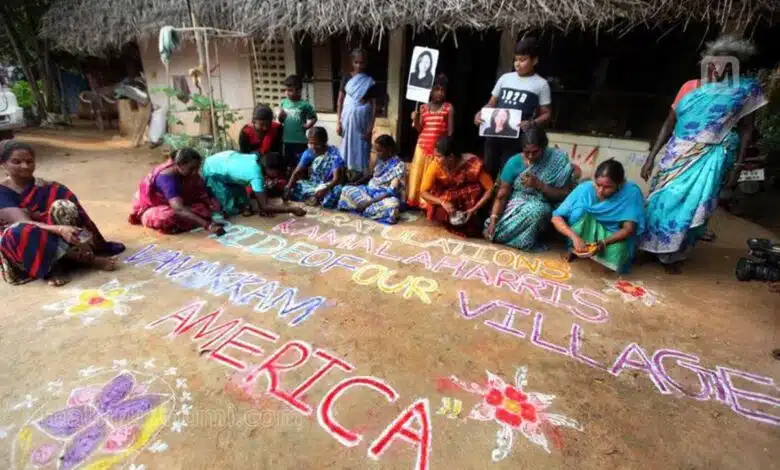 Tamil Nadu villagers create kolam designs to celebrate Kamala Harris' victory in US presidential elections