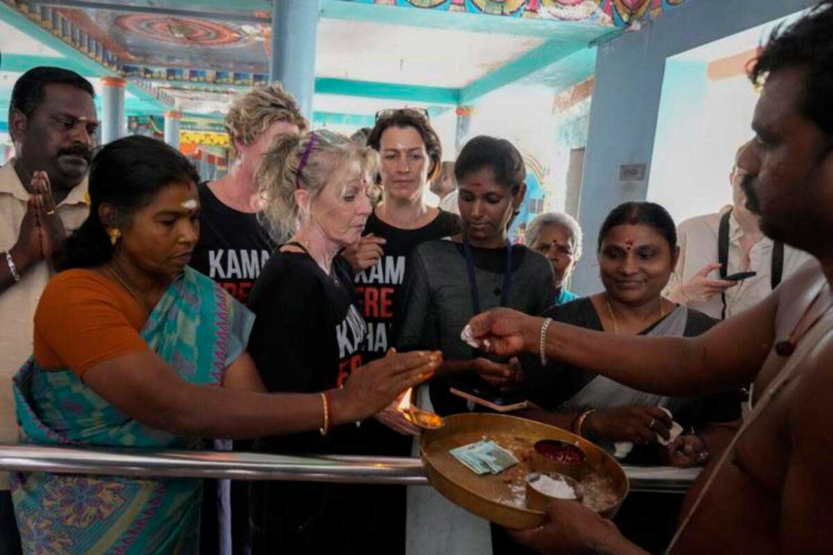 Tamil Nadu villagers create kolam designs to celebrate Kamala Harris' victory in US presidential elections