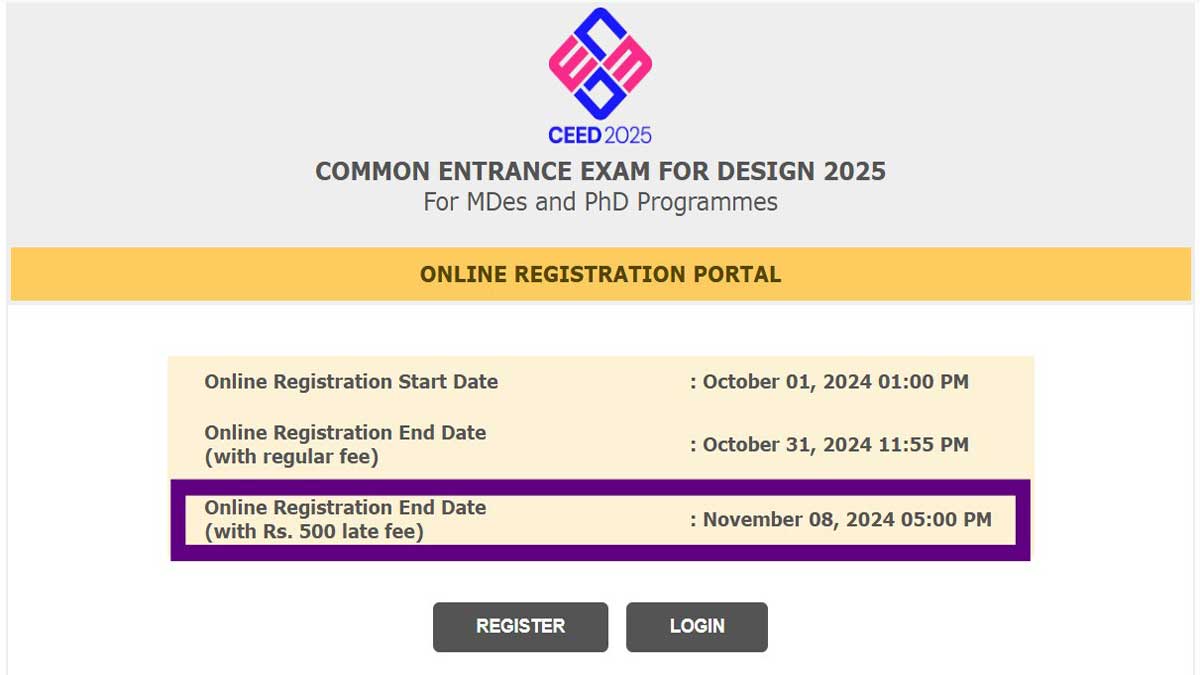 UCEED, CEED 2025 Registrations With Late Fees To Close Today