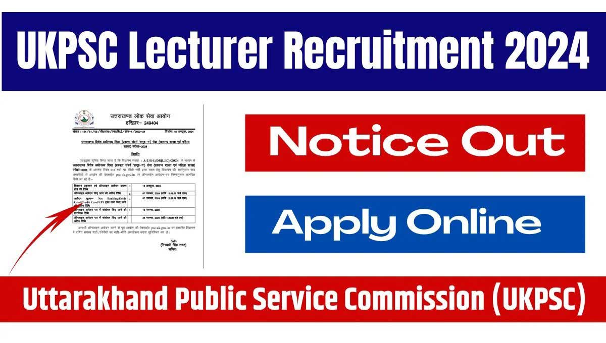 UKPSC Lecturer Recruitment 2024 Last Date To Apply For 613 Posts Tomorrow, Check Details