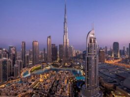 Burj Khalifa's facade transformed by twinkling lights