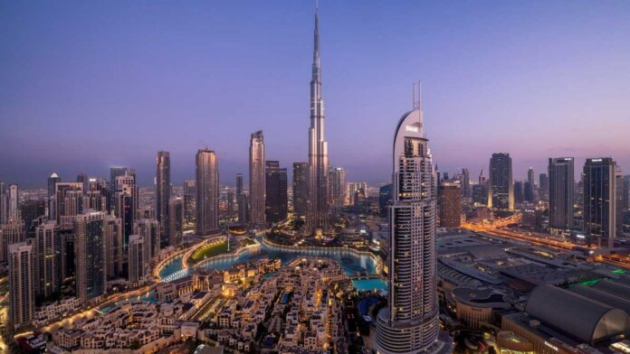 Burj Khalifa's facade transformed by twinkling lights